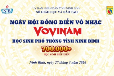 Sôi nổi Ngày hội đồng diễn võ nhạc Vovinam học sinh phổ thông tỉnh Ninh Bình